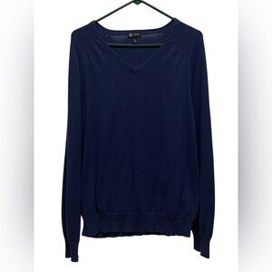 J.Crew Navy Blue V-Neck Cotton Cashmere Sweater Size Large Soft Lightweight